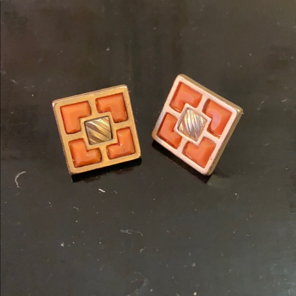 3/$13 geometric orange earring
